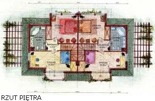 Projekty domw jednorodzinnych: Projekt domu dwurodzinnego na Mazurach. Rzut pitra
